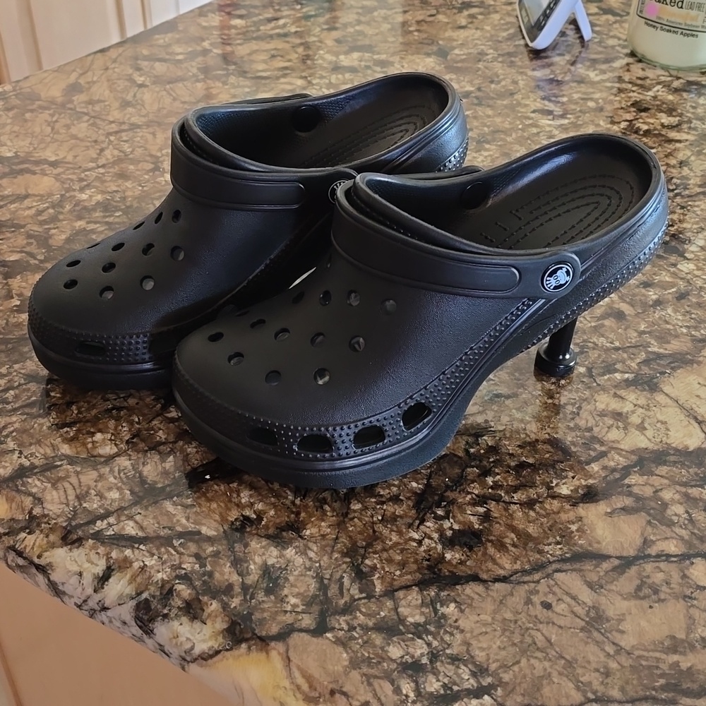 Croc style high heel shoes